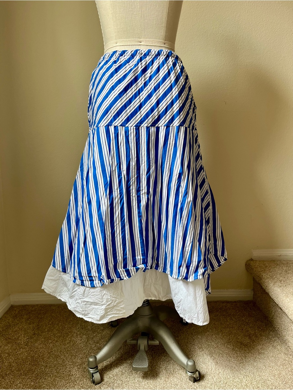 JW Anderson Striped Blue & White Handkerchief Hem Skirt - Picture 4 of 6